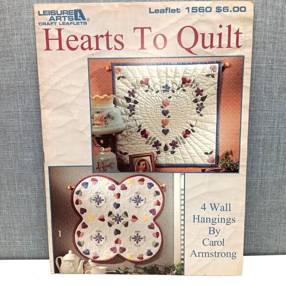 Leisure Arts Hearts To Quilt Patterns Wall Hangings 90s Country Home Decor Book - Picture 1 of 3